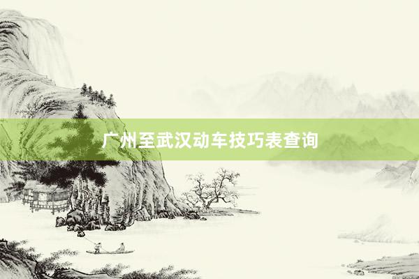 广州至武汉动车技巧表查询